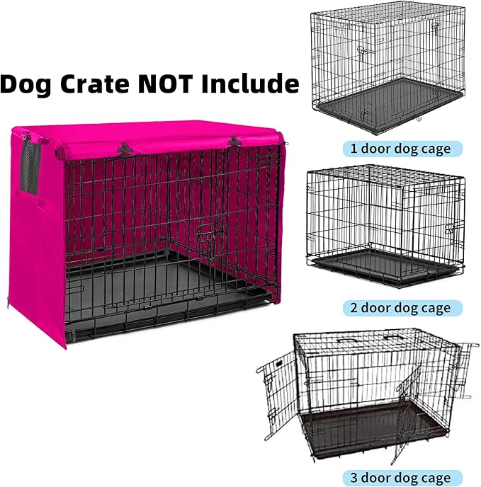Dog Crate Cover 48 inch XL Dog Kennel Outside Cover, Big Dog Cage for Large Dogs Wire with1 2 3 Doors, Waterproof 600D Oxford Fabric Indoor/Outdoor Pink（Dog Crate NOT Included）