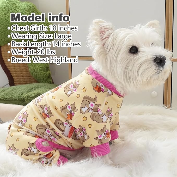 KYEESE Dogs Pajamas for Small DogsSoft Material Stretchable Dog Jammies Cat Pajamas Dog Apparel, Chipmunk, Small