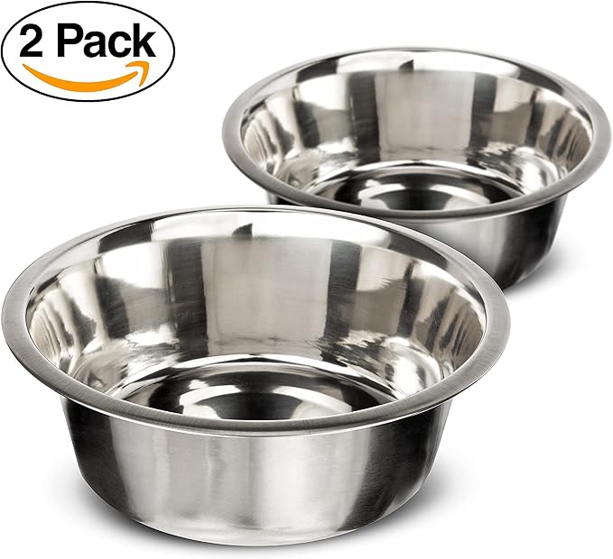 Neater Pet Brands Stainless Steel Dog and Cat Bowls (2 Pack) - Extra Large Metal Food and Water Dish (16 Cup)