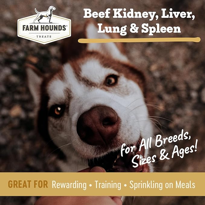 Farm Hounds - Beef Organs Bundle - Premium Beef Organs For Dogs - Made From 100% Humanely Raised Cattle - Great For Training & Treats - No Added Fillers - Made in USA - 4 Pack