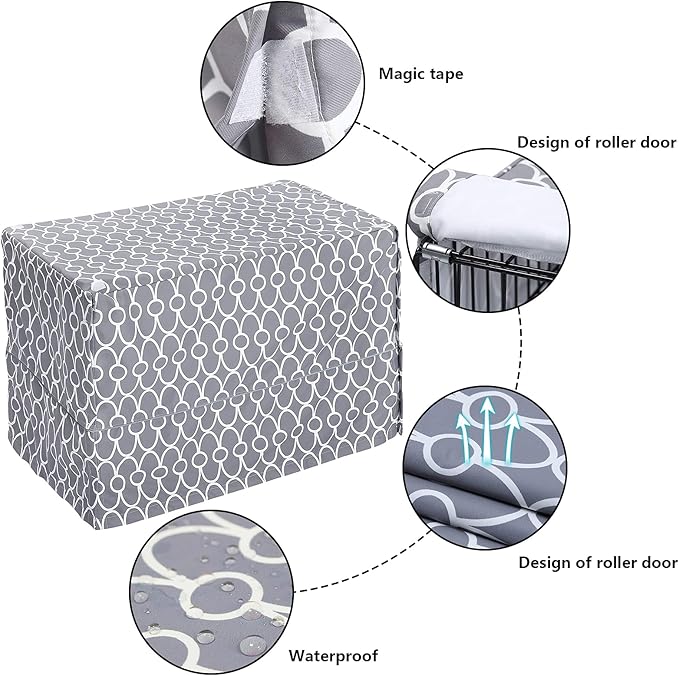 Pethiy Dog Crate Cover for Wire Crates, Fits Most 24" inch Dog Crates. Easy to Put On, Take Off, and Adjust - Cover only -Gray-24 Inch