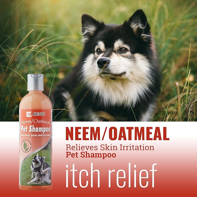 Kenic Ultra Soothing Neem Oatmeal Pet Shampoo, Made in USA with Naturally Derived Ingredients, Soap & Paraben Free, pH Balanced