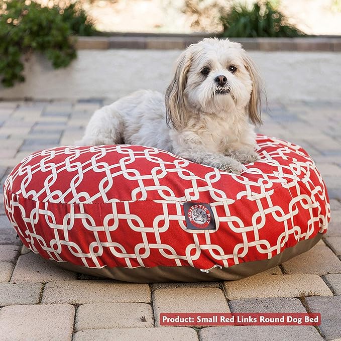 Black Links Small Round Indoor Outdoor Pet Dog Bed With Removable Washable Cover By Majestic Pet Products