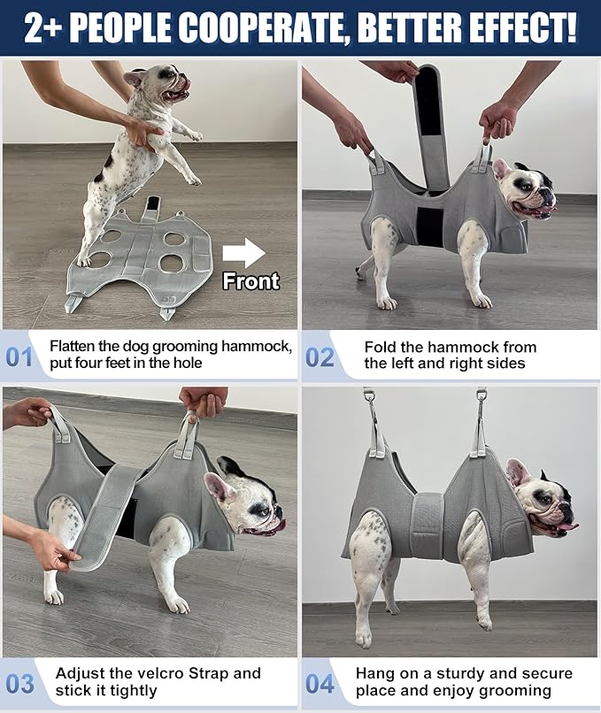 Dog Grooming Hammock Hanging Harness for Nail Trimming,X-Large Dog Grooming Sling with Thick Neck Support,Gray Dog Holder for Pet Grooming