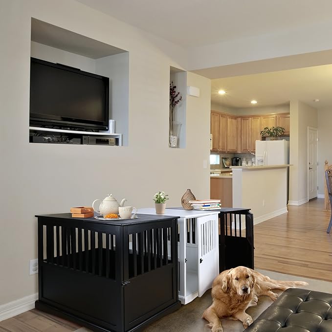 Casual Home Wooden Large Pet Crate, End Table, Espresso, 24 x 36.5 x 29.5 in