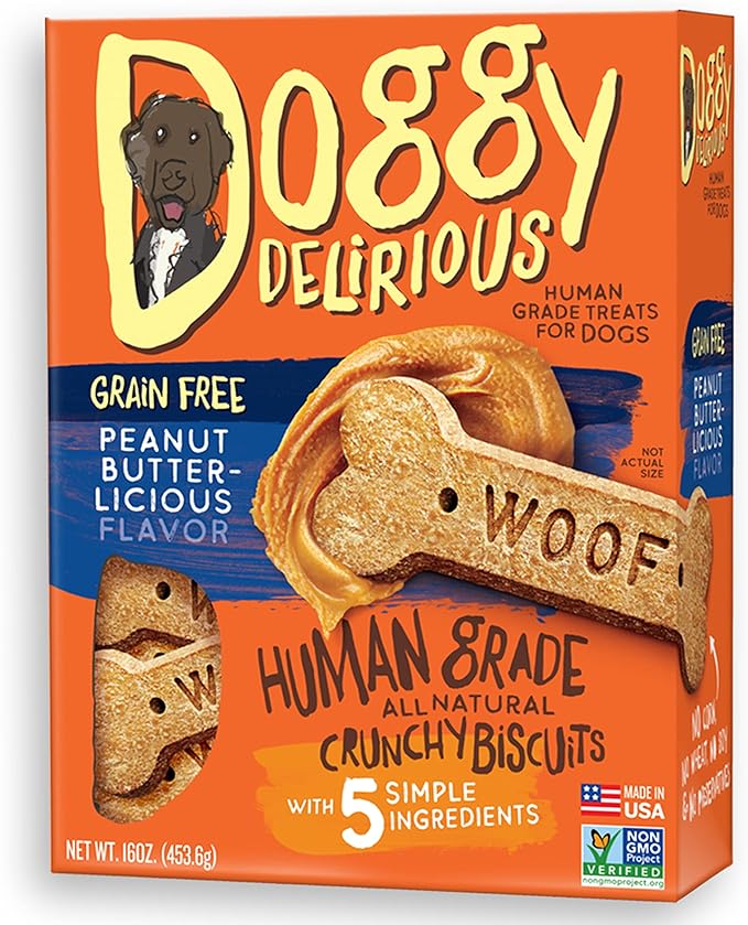 Crunchy Dog Treats – for All Pet Sizes, Breeds – All-Natural Puppy Treat – 100% Human-Grade – Delicious Pet Treat Bones, Snacks for Dogs – Grain-Free Peanut Butter, 16 Oz