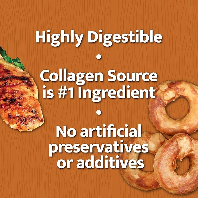 Collagen Dog Chew Hand-Rolled Bagel (Real Chicken)- 3ct