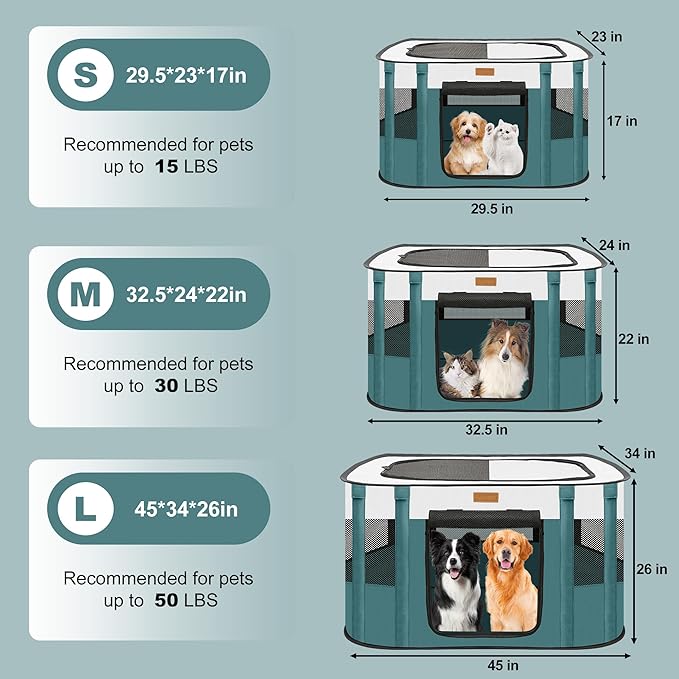 Dog Playpen - Foldable Cat Play Pens for Pubby,Kitten, Rabbit,Portable Pet Tent with Carring Bag for Indoor/Outdoor Travel Camping (Blue-Large)