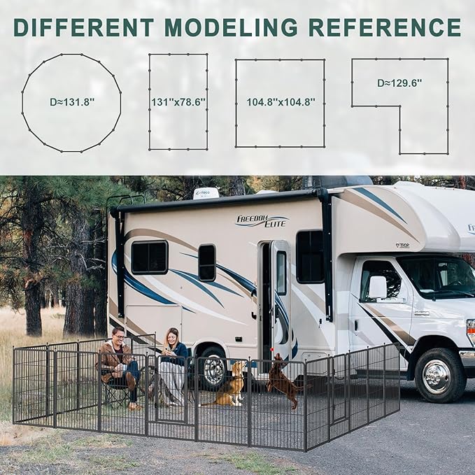 Musen Dog Playpen Outdoor, 16 Panels Dog Pen 40" Height Dog Fence Exercise Pen with Doors for Large/Medium/Small Dogs, Portable Pet Playpen for Yard, RV, Camping, Hammer Paint Finish