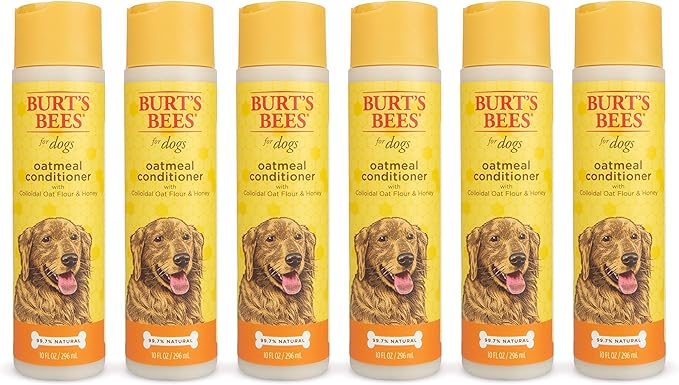 Burt's Bees for Pets Oatmeal Dog Conditioner with Colloidal Oat Flour and Honey, 95% Natural Origin Formulas, Gentle Canine Conditioning for Itchy Dogs, 6pk, 10 oz