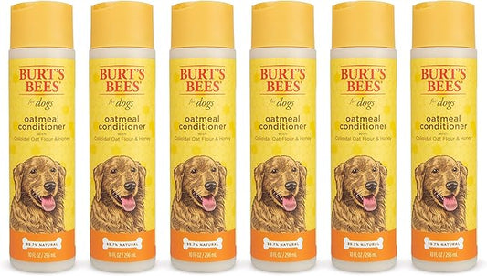 Burt's Bees for Pets Oatmeal Dog Conditioner with Colloidal Oat Flour and Honey, 95% Natural Origin Formulas, Gentle Canine Conditioning for Itchy Dogs, 6pk, 10 oz