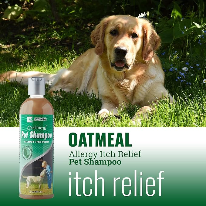Kenic Oatmeal Pet Shampoo, Made in USA with Naturally Derived Ingredients, Soap & Paraben Free, pH Balanced, Rich Soothing Lather