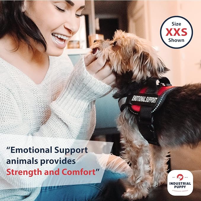 Emotional Support Dog Vest Harness with Reflective Straps, Interchangeable Patches, & Top Handle - ESA Dog Vest in 8 Sizes - Heavy Duty Emotional Support Dog Harness for Working Dogs (Red, Medium)