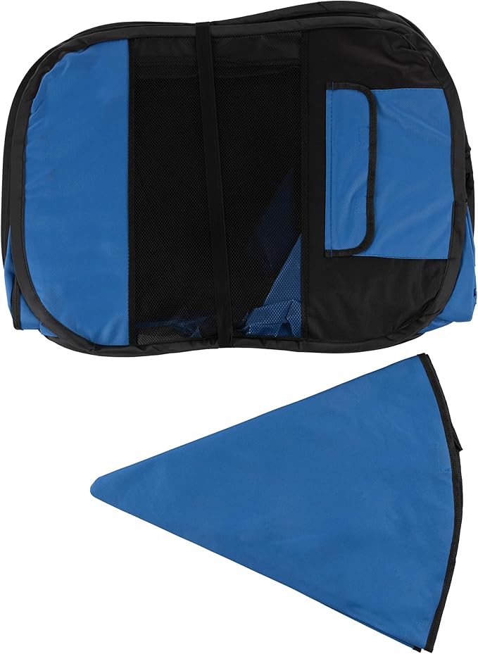 Pet Playpen - 42x25 Pop-Up Dog Kennel with Carry Bag - Portable Play Pen for Dogs, Cats, Rabbits, and Small Animals by PETMAKER (Blue)