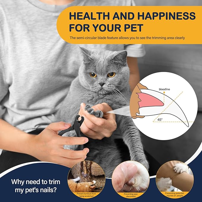 BEZOX Professional Pet Nail Clippers, Premium Sharp & Safe Pets' Paw Trimmer for Large Dogs and Small Animals, Soft Grip Cat Claw Cutter with Built-in Spring - Black Handle