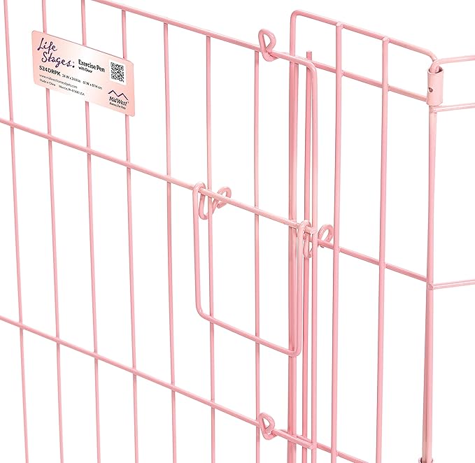MidWest Homes for Pets Dog Exercise Pen & Playpen, 24" W x 24" H, with Door, Pink