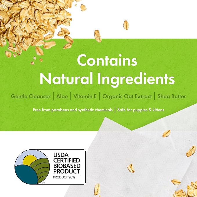 Petkin Plant-Based PetWipes, 100 Wipes, 2 Pack - Biobased, Sustainable, Big & Thick Pet Wipes for Dogs & Cats - for Face, Paws, Ears, Body & Eye Area - Consciously Cleans & Conditions - Unscented