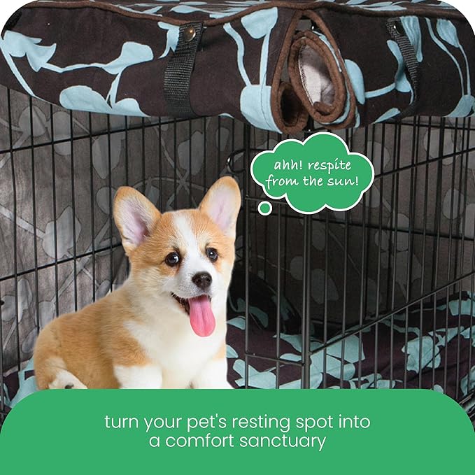 Molly Mutt Your Hand in Mine Dog Crate Cover, 100% Cotton Canvas Cover with 2 Roll-Up Panels, Ideal for Dog or Cat Crate, Durable, Washable, and Free of Harmful Chemicals, 24" x 18" x 21"