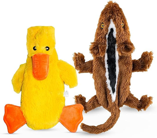 FGA MARKETPLACE Duck-Chipmunk Flat NO Stuffing NO Squeak Plush Dog Toy, Funny Style Will Entertain Your Dog for Hours, Recommended for Small and Medium Dog 21 INCH Long