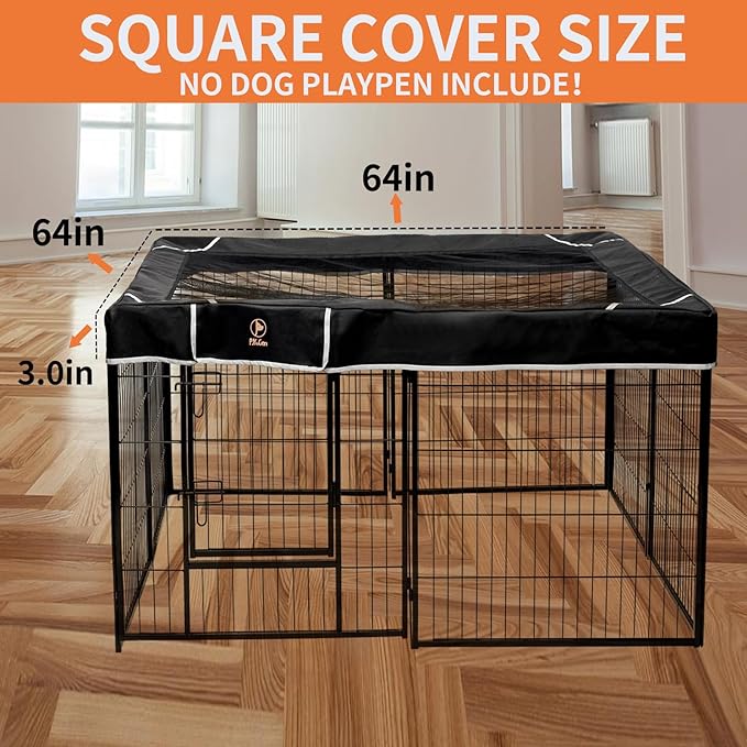PJYuCien Square Top Cover - Fits 8 Panels 32 Inch Width Metal Dog Fence Dog Playpen (Note: Only PlayPen Top Cover, NO PLAYPEN!!!)…