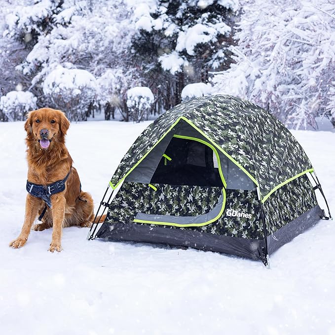 GDanes Camouflage Dog Tent House - Portable Indoor/Outdoor Dog Bed with Soft Pad for Large Dogs, 42 x 42 x 32 Inches