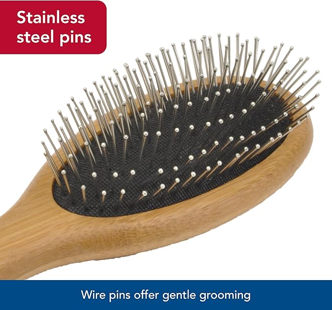 Coastal Pet Safari Wire Pin Dog Brush with Bamboo Handle - Large - General Dog Grooming Brush for Short and Long Hair - Eco-Friendly Handle