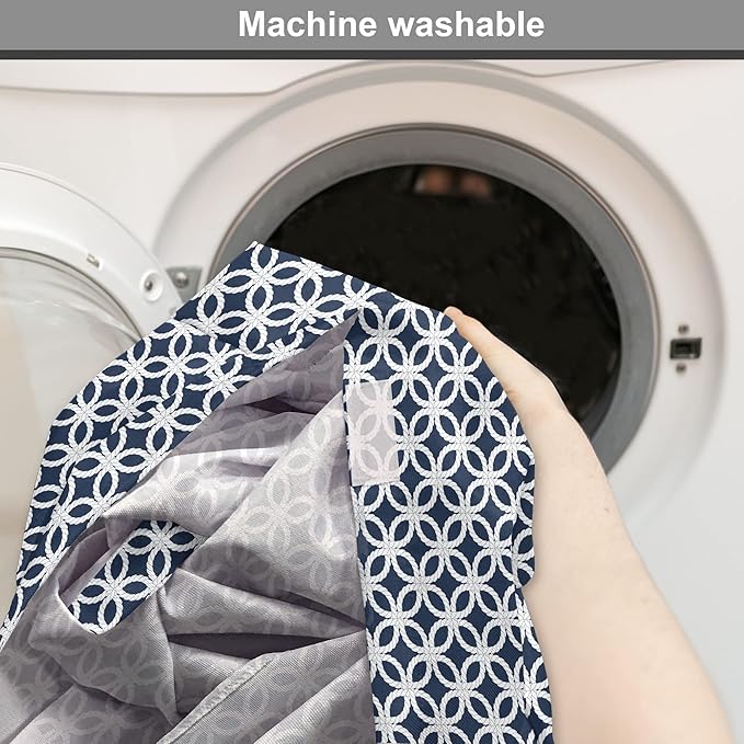 Ambesonne Navy Blue Dog Crate Cover, Marine in Geometric Pattern Design Ocean Travel Cruise Mosaic Ornament, Easy to Use Pet Kennel Cover for Cats & Medium Dogs, 30 Inch, Blue White