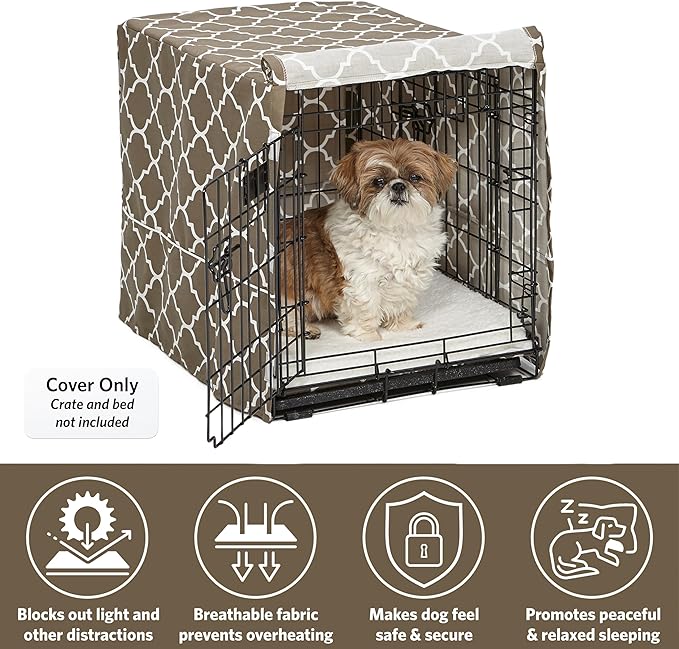 MidWest Homes for Pets Dog Crate Cover, Privacy Dog Crate Cover Fits Midwest Dog Crates, Crate Cover Only; Machine Wash & Dry; Brown Geo Print; 24 inch