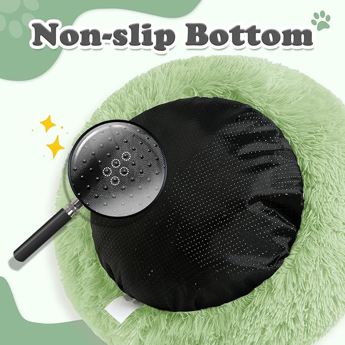 JOLLYVOGUE Dog Beds, Calming Small Dog Bed, Anti-Anxiety Dog Bed for Small Dogs, Fluffy Donut Dog Bed, Cozy Dog Cat Cushion Bed for Small Medium Dogs (24")