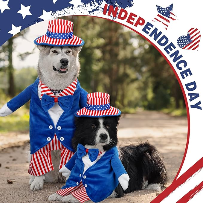 4th of July Pet Costume American Flag Dog Costumes Red Blue Stars Stripes Funny Dog Costumes for Independence Day National Day Parades Patriotic Events American Holiday Celebrations(Size L)