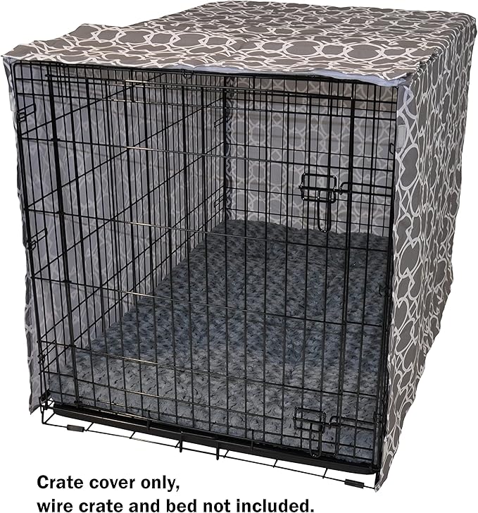 Dog Crate Cover 48 Inch | Pet Kennel Cover Fits Most Standard 1 to 3-Door Wire Dog Crates | Liquid Repel, Wrinkle Less, Machine Wash & Dry | Stylish Fabric Pattern for Home Decor