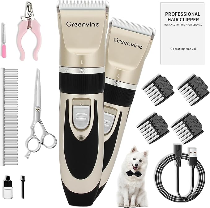 Gromming Dog Clippers,USB Rechargeable Dogs Cats and Other Pets Grooming kit,Professional Hair shavers, Low Noise Pets Hair Remover