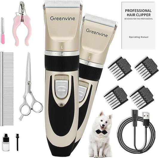 Gromming Dog Clippers,USB Rechargeable Dogs Cats and Other Pets Grooming kit,Professional Hair shavers, Low Noise Pets Hair Remover