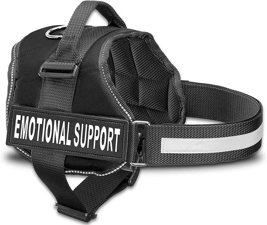 Emotional Support Dog Vest Harness with Reflective Straps, Interchangeable Patches, & Top Handle - ESA Dog Vest in 8 Sizes - Heavy Duty Emotional Support Dog Harness for Working Dogs (Black, XXS)