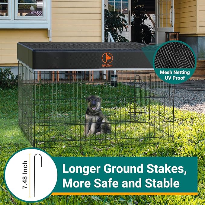 PJYuCien Mesh Top Cover - Fits 4 Panels 36 Inch Width Plastic/Metal Pet Pen Square Dog Playpen (Note: Only Pen Top Cover, NO PLAYPEN!!!)