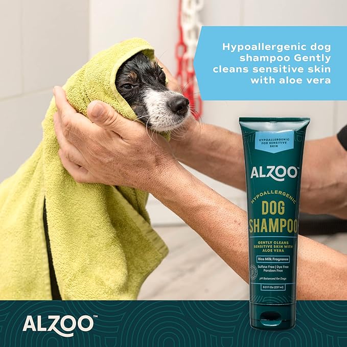 Hypoallergenic Shampoo for Dogs, Specially Formulated for Dogs with Sensitive Skin, 100% Plant-Based Active Ingredients, Rice Milk Fragrance, Made in The USA, 8 Fl. Oz.