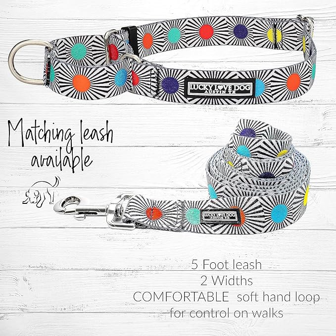 Lucky Love Dog, Adjustable Fun Style Martingale Collar for Dogs, Comfy & Bright Color, Premium No Slip Dog Collar - (Large, SOCO Mart - Combo)