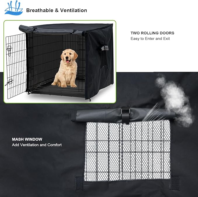 Dog Crate Cover 30in Waterproof Pet Kennel Cover for Outdoor/Indoor Protection, Durable Windproof Crate Cover Universal Fit for Wire Dog Crate (30''L*19''W*20''H-Black)