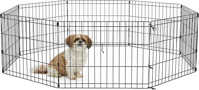 New World Dog Exercise Pen & Playpen, 24" W X 18" H, No Door, Black B550-18