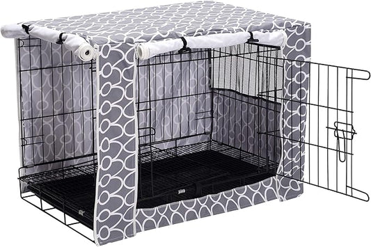 Dog Crate Cover Kennel Dogs Covers fits Small Medium Large crates cage Heavy Nylon Waterproof soundproof Indoor Outdoor - Cover only - Grey - 48 inch
