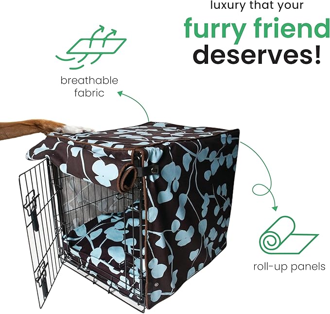 Molly Mutt Your Hand in Mine Dog Crate Cover, 100% Cotton Canvas Cover with 2 Roll-Up Panels, Ideal for Dog or Cat Crate, Durable, Washable, and Free of Harmful Chemicals, 30" x 21" x 24"