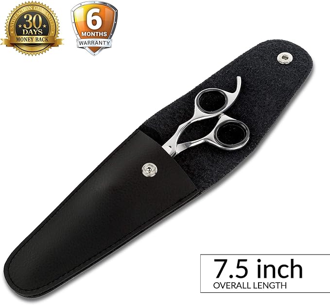 Laazar Professional 7.5 inch Straight Shears for Dogs and Cats Leather case Included | Adjustable Pet Grooming Scissors | Hand-Forged 440C Japanese Stainless Steel | Groomers Tool for Men and Woman