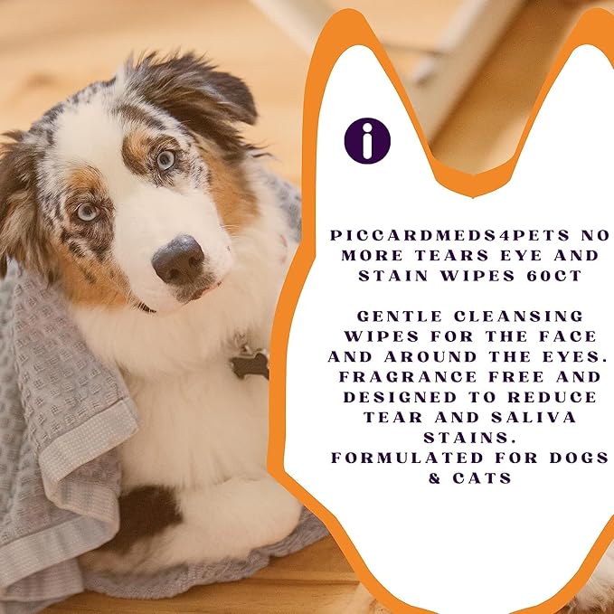 No More Tears Eye & Stain Wipes for Dogs, Cats, and Pets – Gently Removes Tear Stains, Cleanses Sensitive Areas – 60 Count