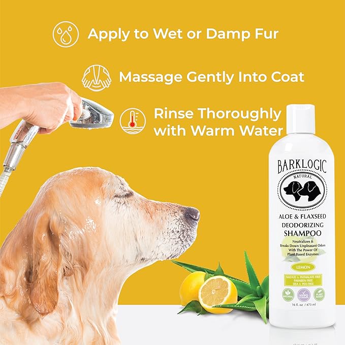 Deodorizing Lemon Dog Shampoo - Sulfate Free, No Phthalates, No Parabens, No PEG's, Made with Naturally Derived Ingredients