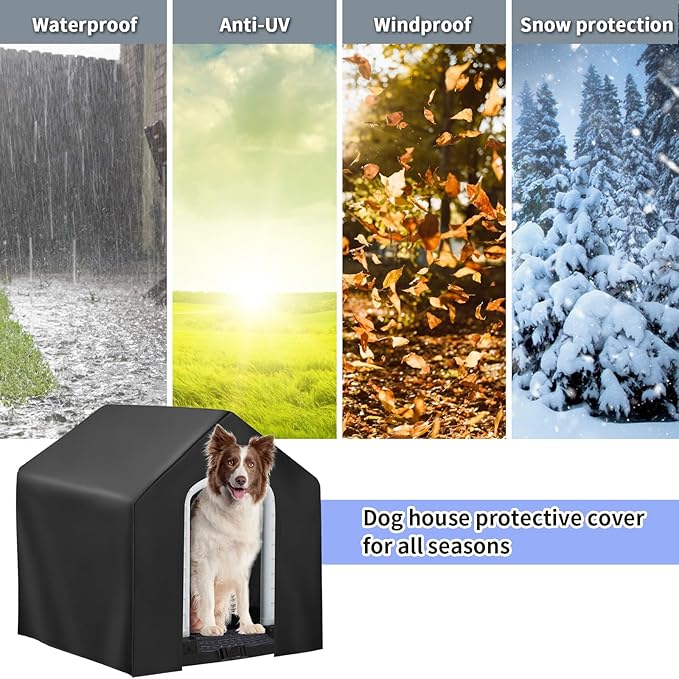 Dog House Cover, Dog Houses Cover for Large Dogs Outside,Covers for Winter Large Dog House Outdoor Weatherproof (36x34x32 in)-Only Cover