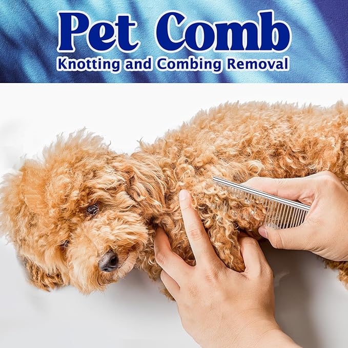6 PCS Grooming Kit for Dogs Cats Comb Deshedding Dog Brush Pet Knot Opener Cleaning Slicker Brush Nail Clipper Toothbrush Pet Hair Removal Tool Washing Supplies for Small Medium Large Dog Cat
