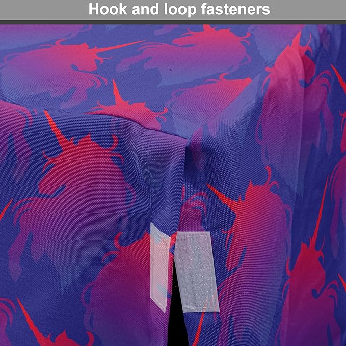 Lunarable Myth Dog Crate Cover, Pattern with Unicorn Silhouettes in Ombre, Easy to Use Pet Kennel Cover for Small Dogs Puppies Kittens, 18 Inch, Indigo Magenta