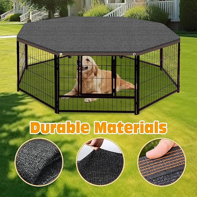 BNOSDM Dog Kennel Cover, Outdoor Sunblock Shade Cloth Net, Dog Mesh Tarp with Grommets and Rope for Outside Pet Large House Crate Playpen Chicken Coop, 13x10 Ft