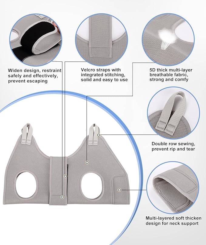 Dog Grooming Hammock Hanging Harness for Nail Trimming,X-Large Dog Grooming Sling with Thick Neck Support,Gray Dog Holder for Pet Grooming