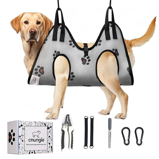 Dog Grooming Hammock for XL Dogs – Dog Restraint for Nail Trimming with Pet Nail Clipper – Dog Sling for Grooming, Dog Hammock for Nail Cutting & Grooming Harness(Legs Spacing:15-18.5”)/Max W:85lb)